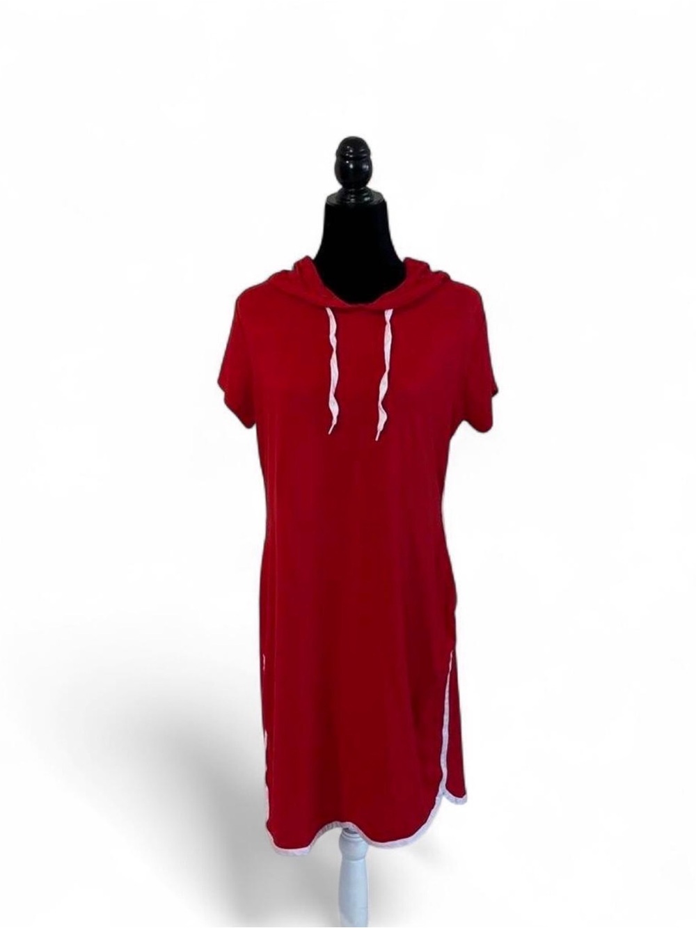 J for Justify Red Hooded Short-Sleeve Tunic